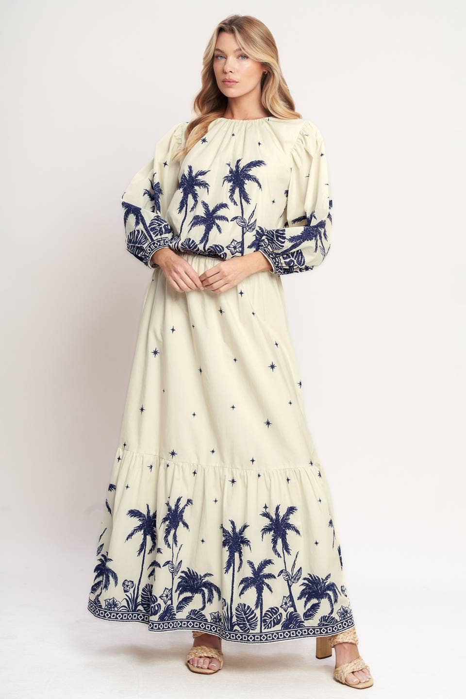 Navy Palms Blouse