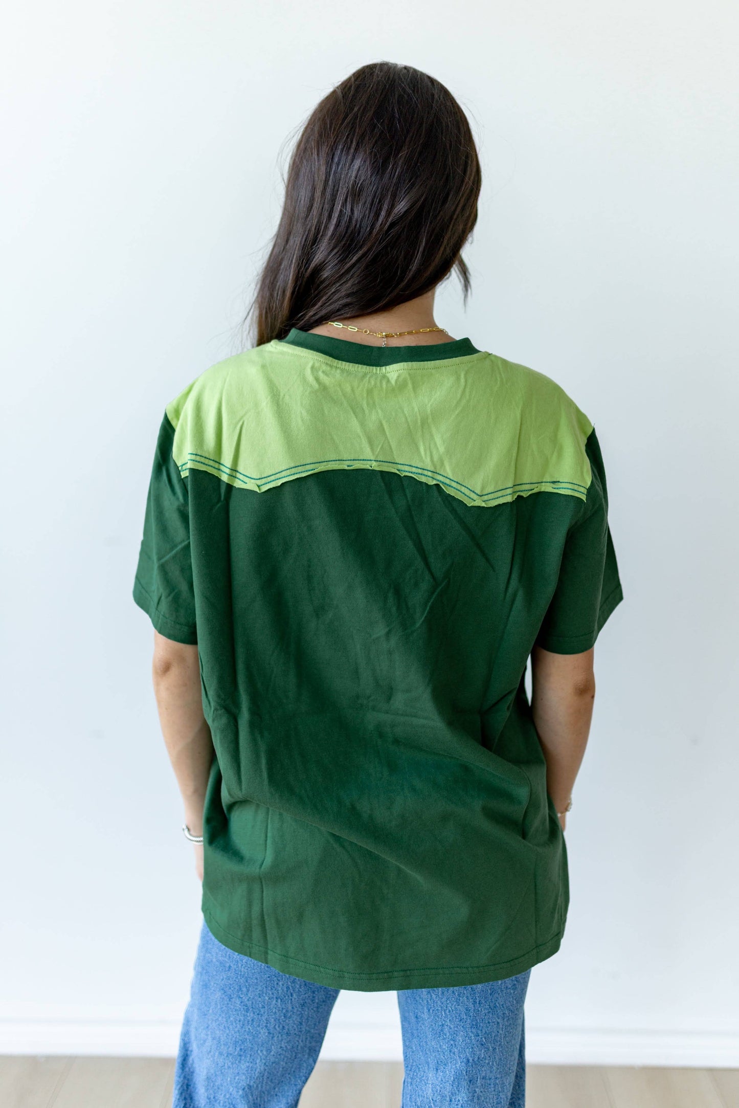 Two tone yolk green tee