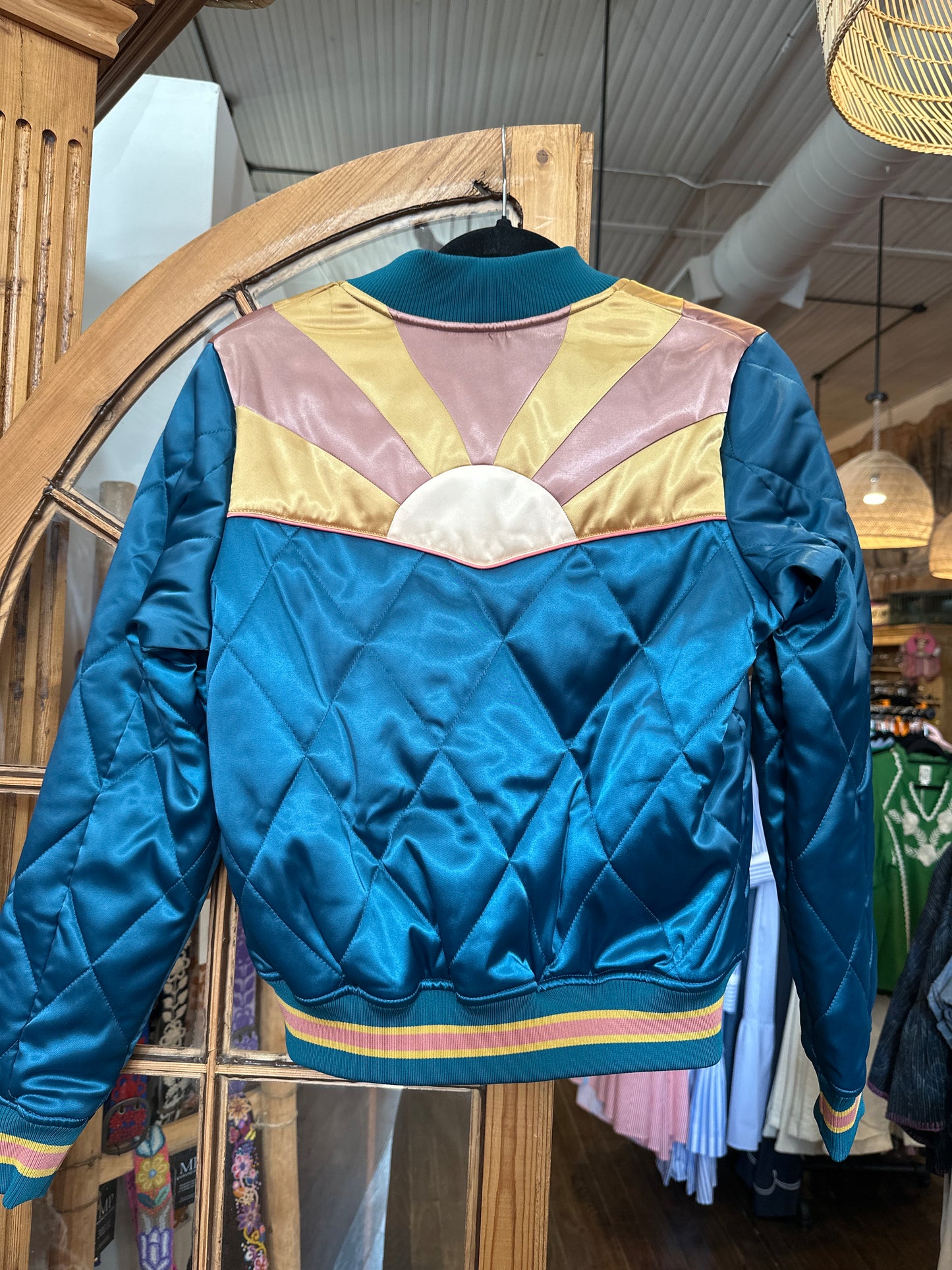 Peacock Rising Sun Unisex bomber jacket