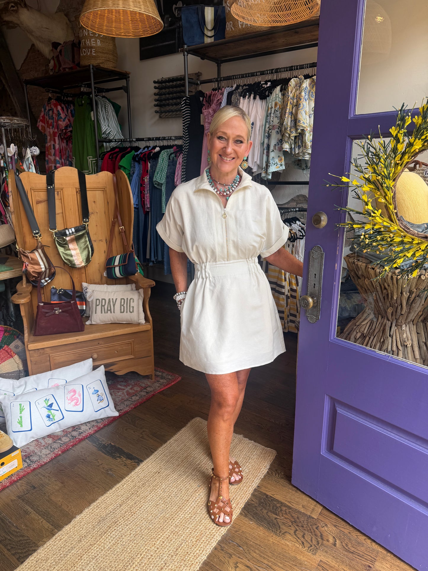 Emily McCarthy  Sandshell linen pullover dress