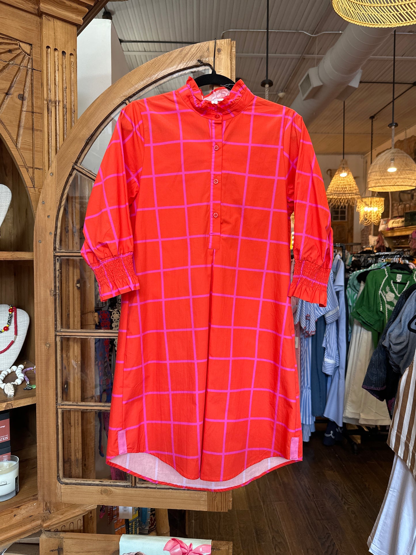 Caryn lawn Kimberly Park dress red and pink