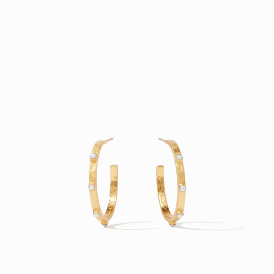 Julie Vos Crescent Stone Hoop- Pearl
