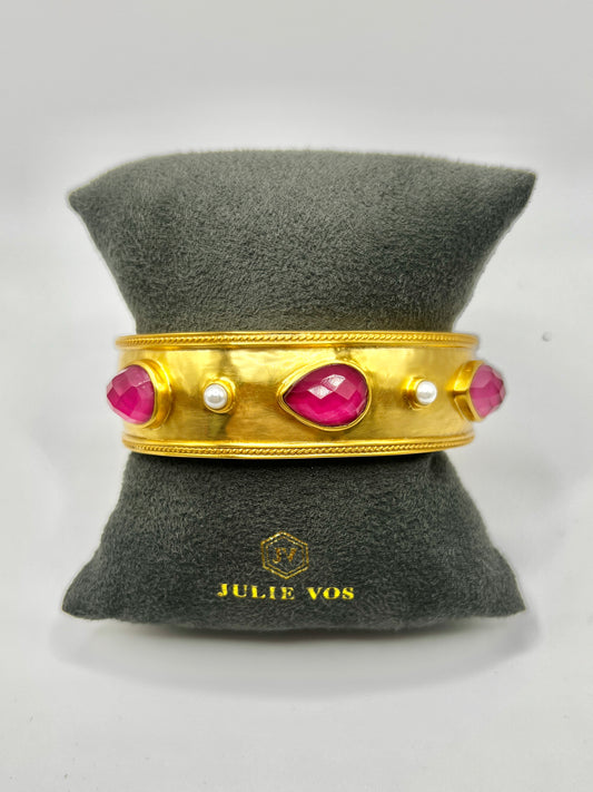 Julie Vos Cannes Statement Hinge Bangle- Iridescent Raspberry