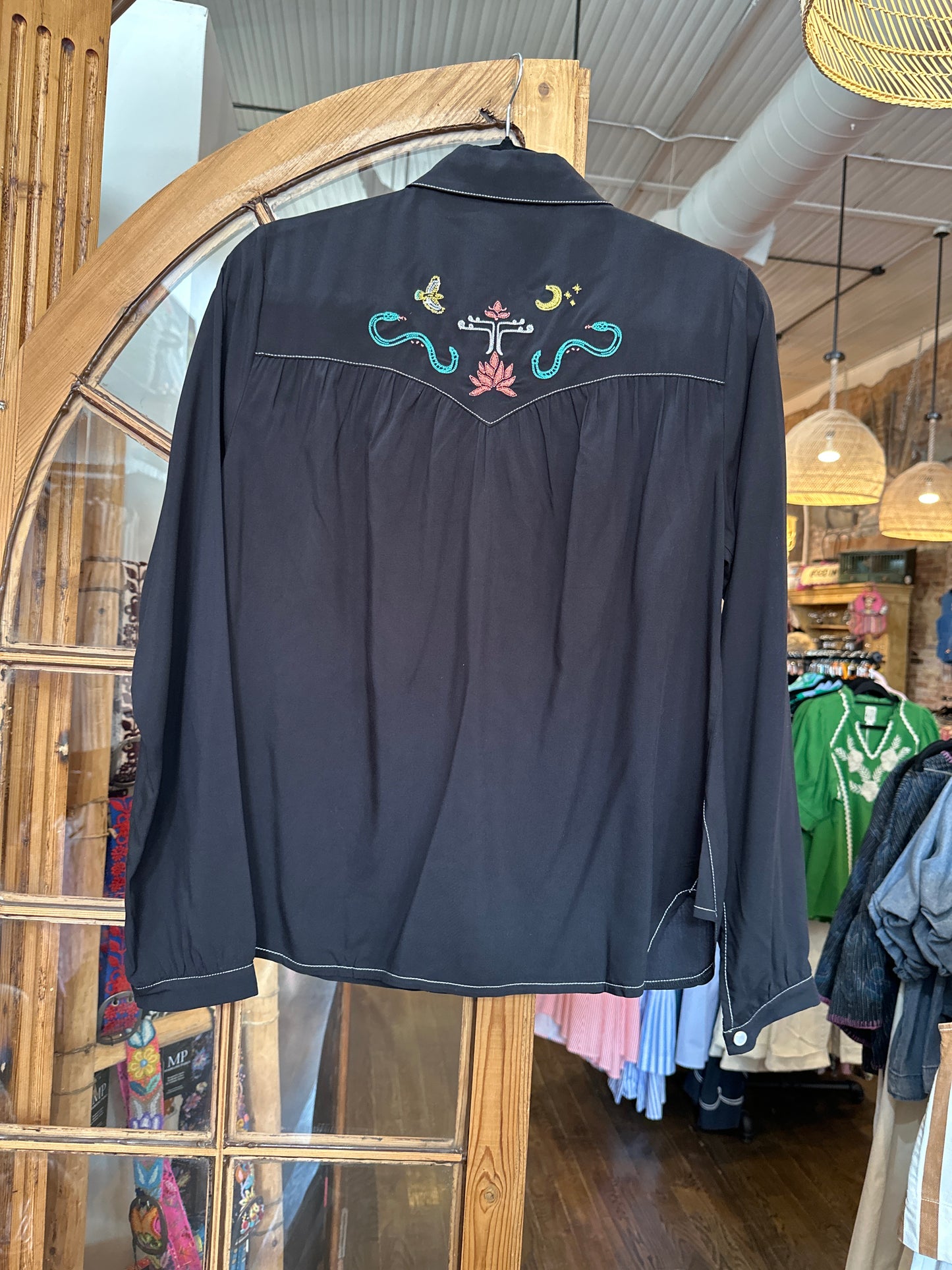 Black Desperado pearl snap top
