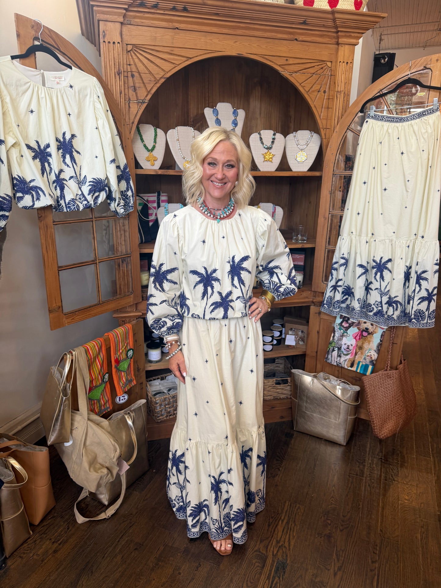 Navy Palms Blouse