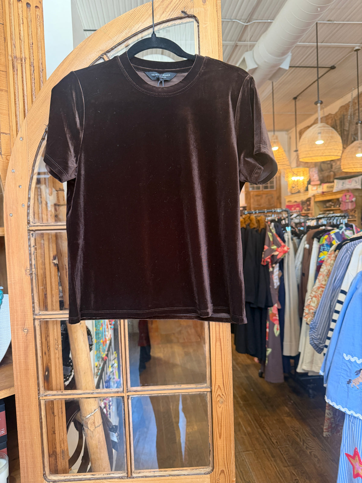 Meesha brown velvet top