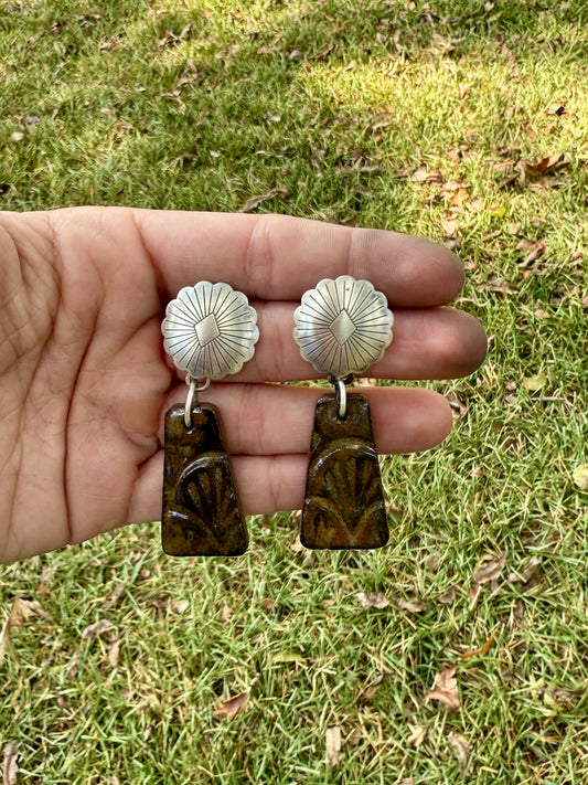 Clay tile Earrings -ironstone