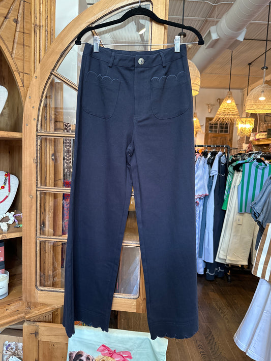 Navy scalloped pants