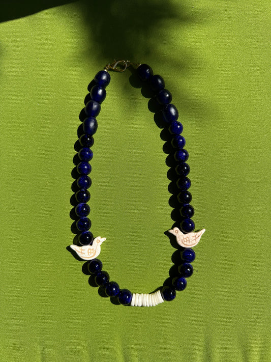 Navy dove necklace