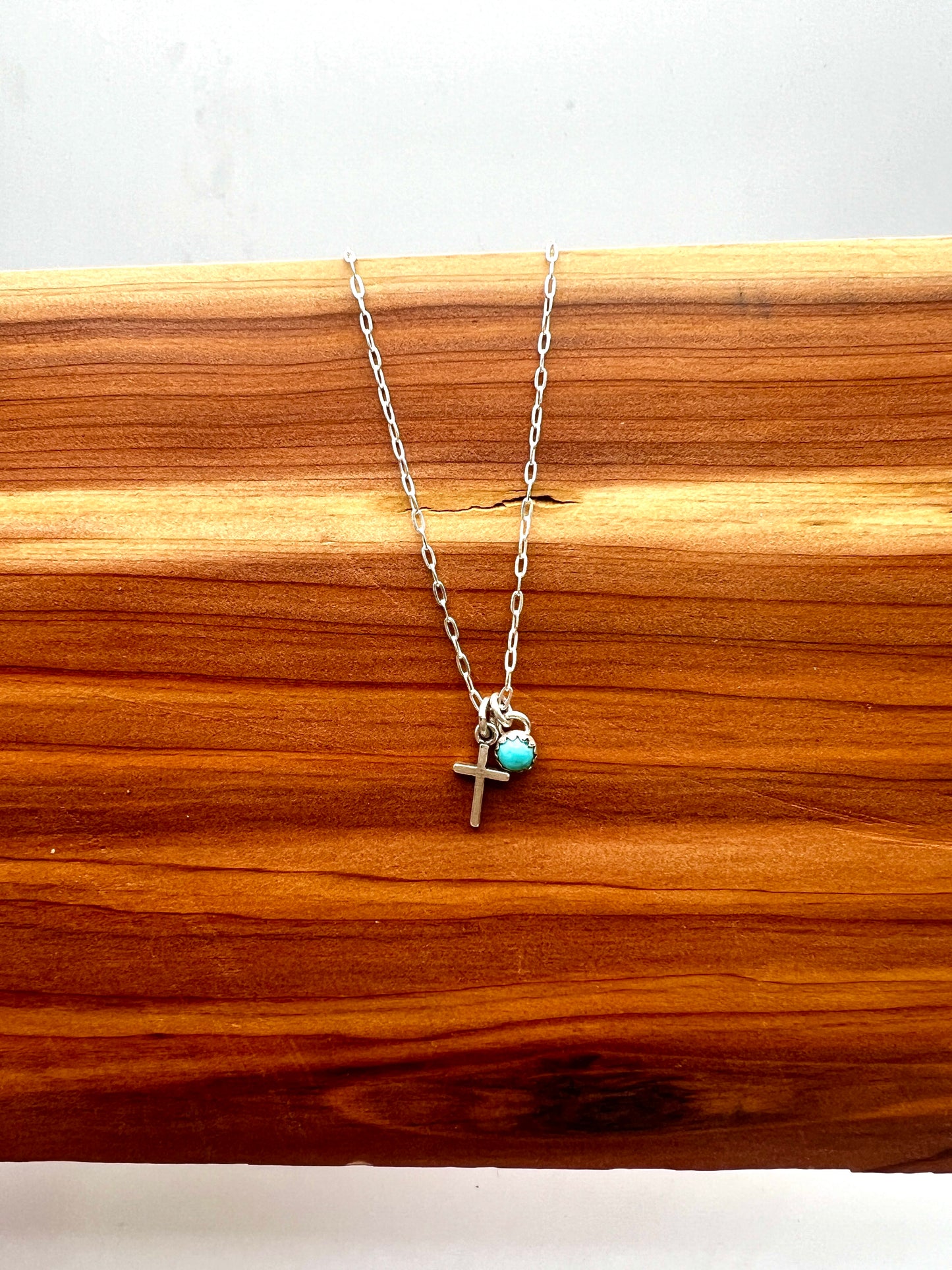 Cactus Rose Studios Delicate cross with turquoise
