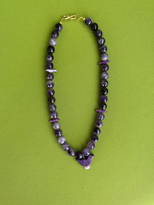 Purple Birds Necklace