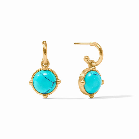 Julie Vos Honeybee Hoop and Charm Earring- Turquoise Blue