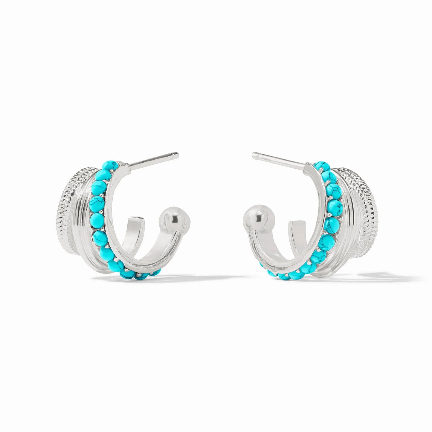 Julie Vos Hydra triple Hoop- Silver/turquoise blue