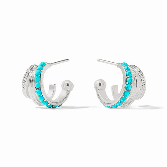 Julie Vos Hydra triple Hoop- Silver/turquoise blue