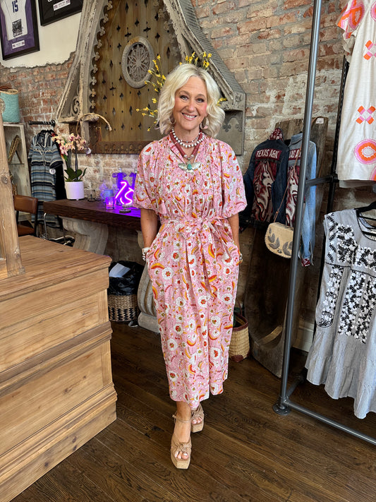 Printfresth "India Bloom" Dress- Soft Rose