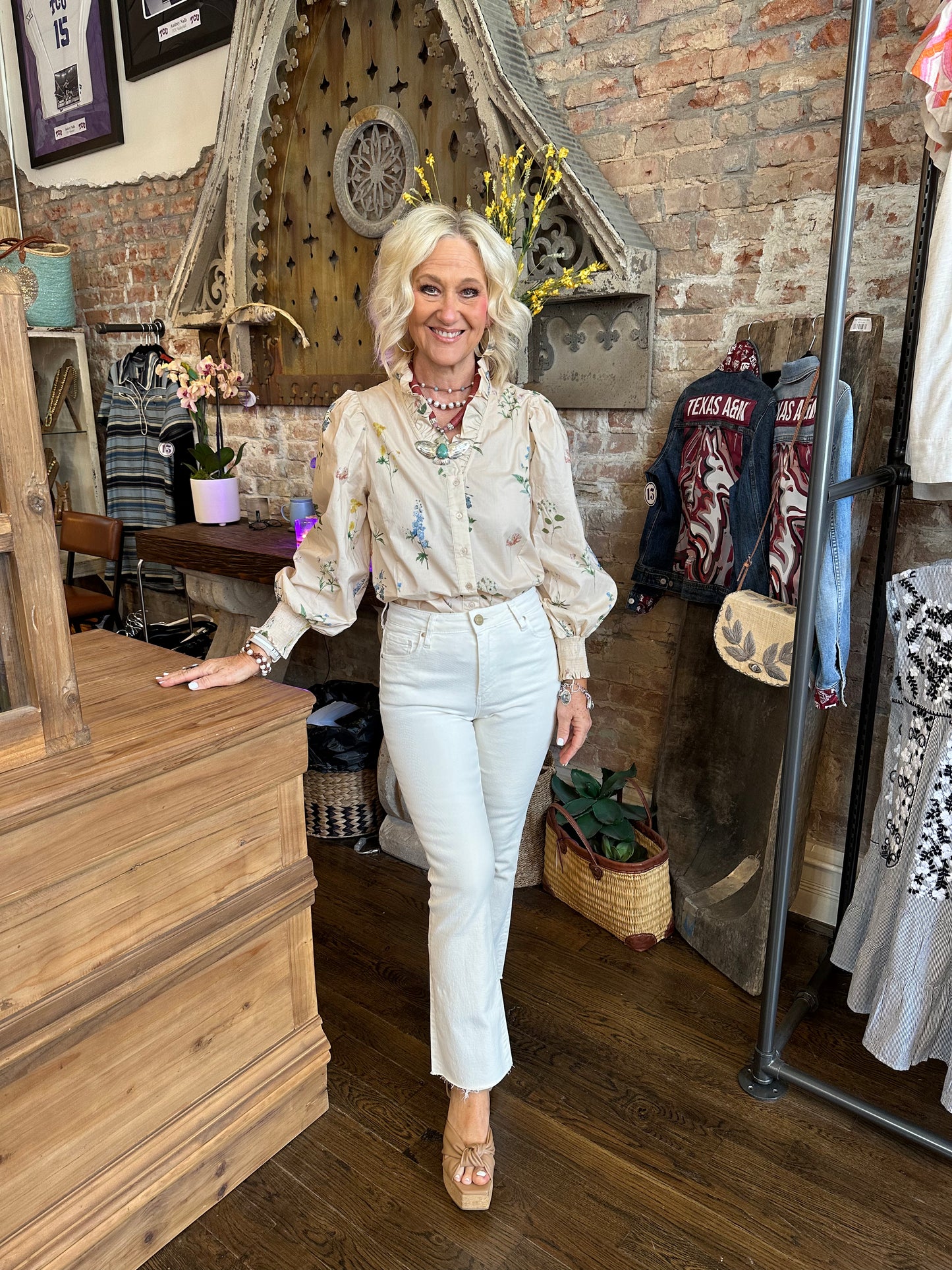 Classic Floral Blouse - Cream
