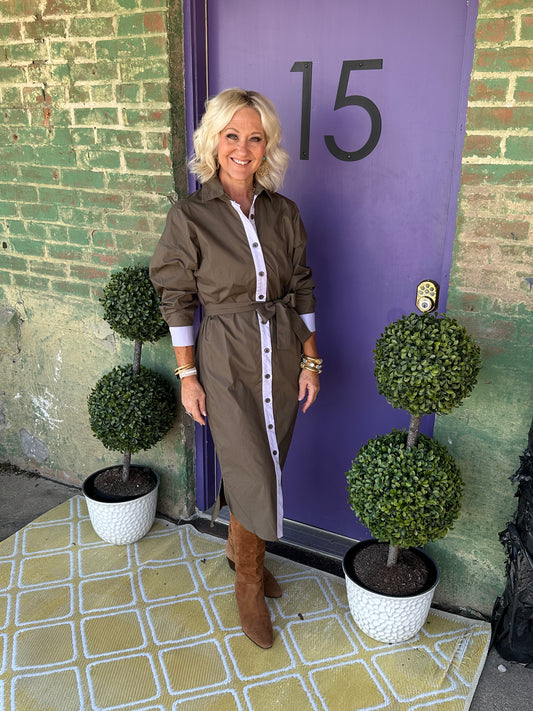 Caryn Lawn Dani Dress Forest and Lavender