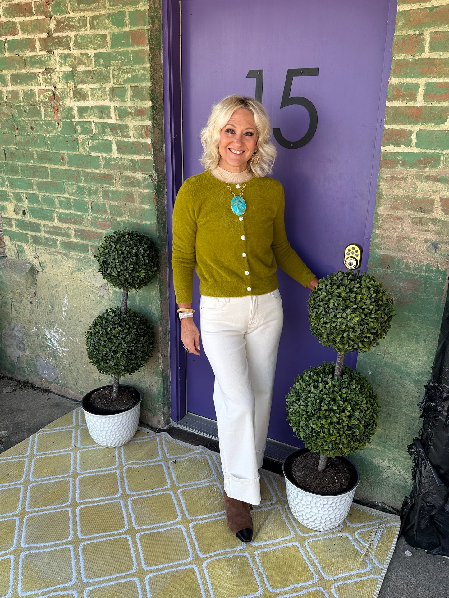 Tea Time Lime Green cardigan