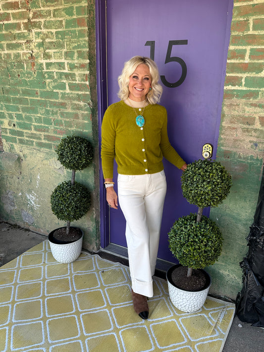 Tea Time Lime Green cardigan