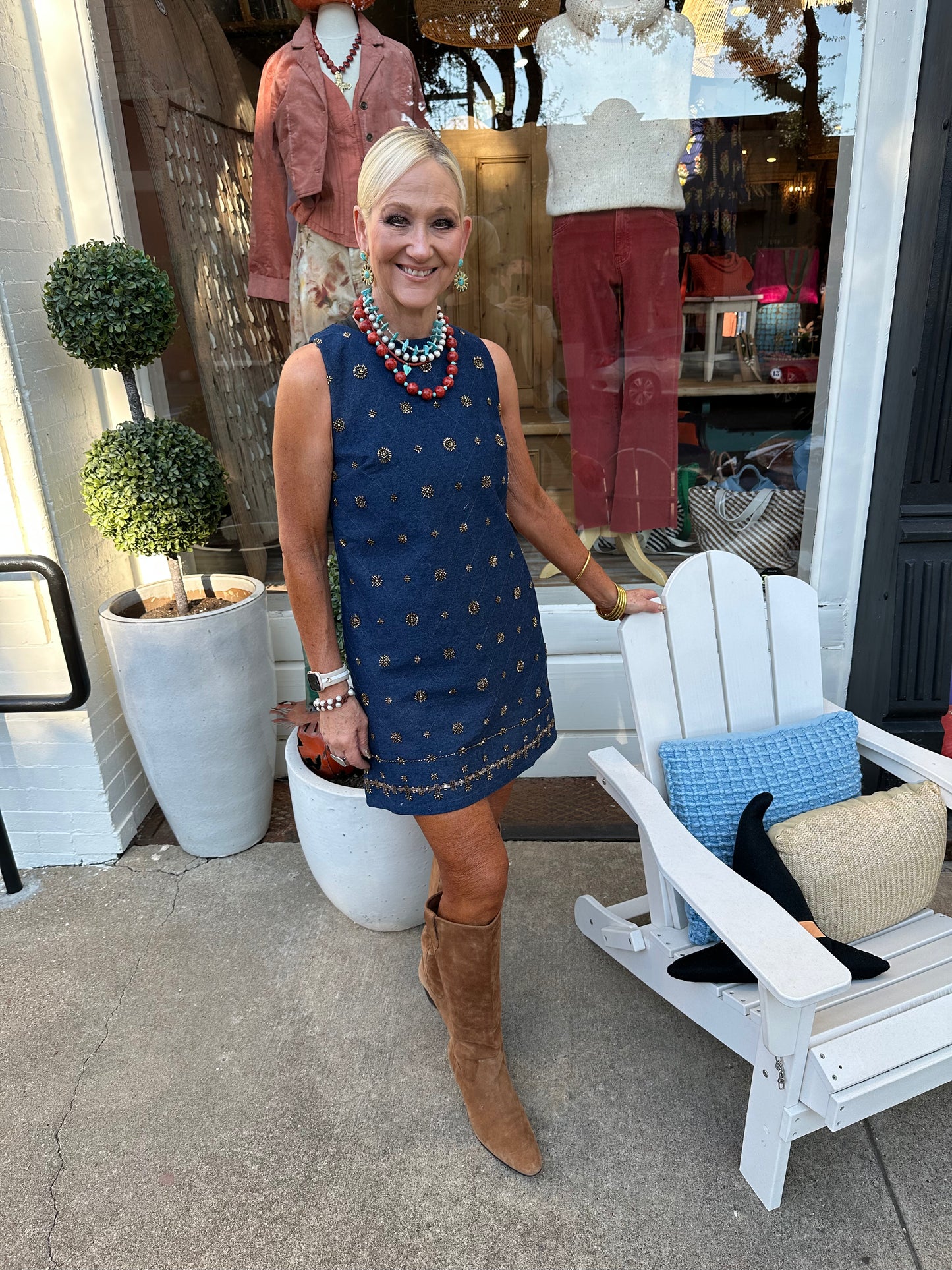 Golden Denim Mini Dress