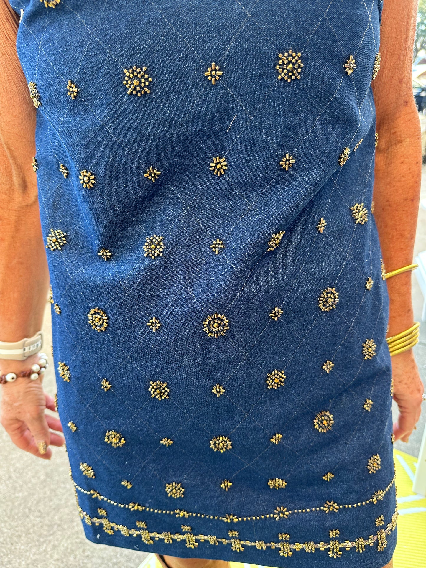Golden Denim Mini Dress