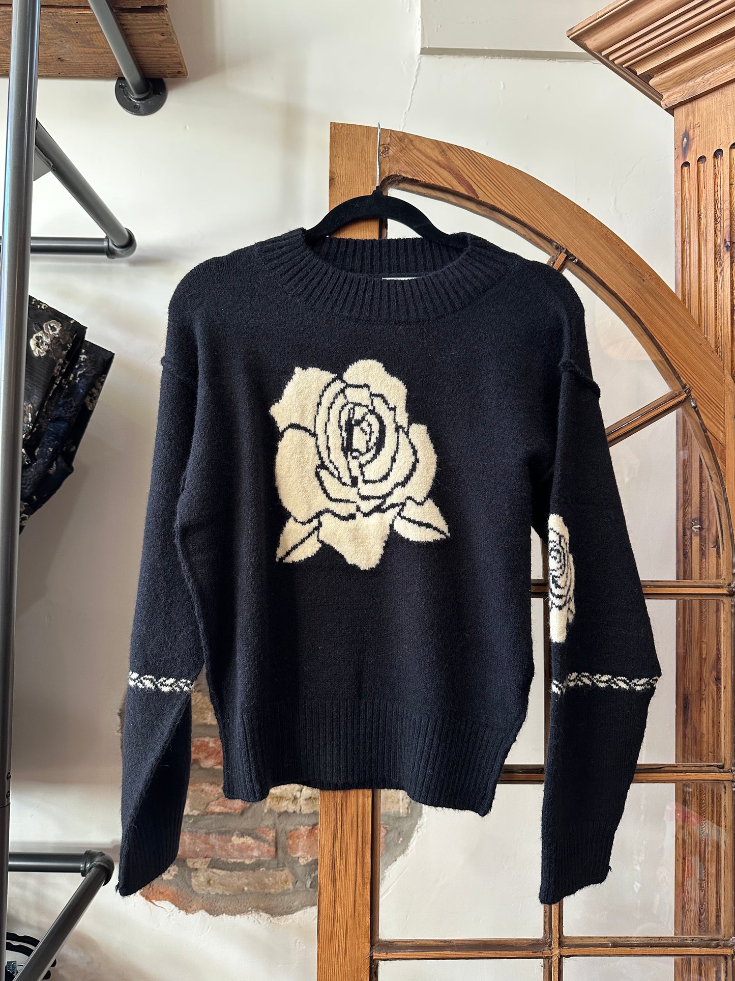 Rose Jacquard Knit Sweater