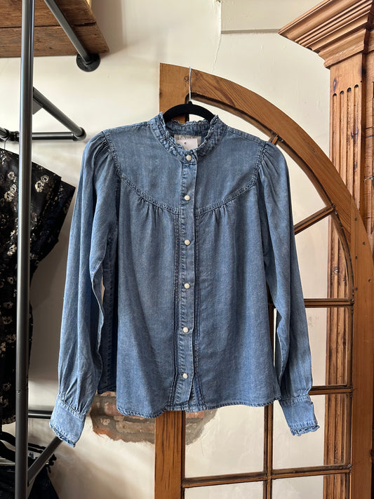 Pearl Snap and ruffle top