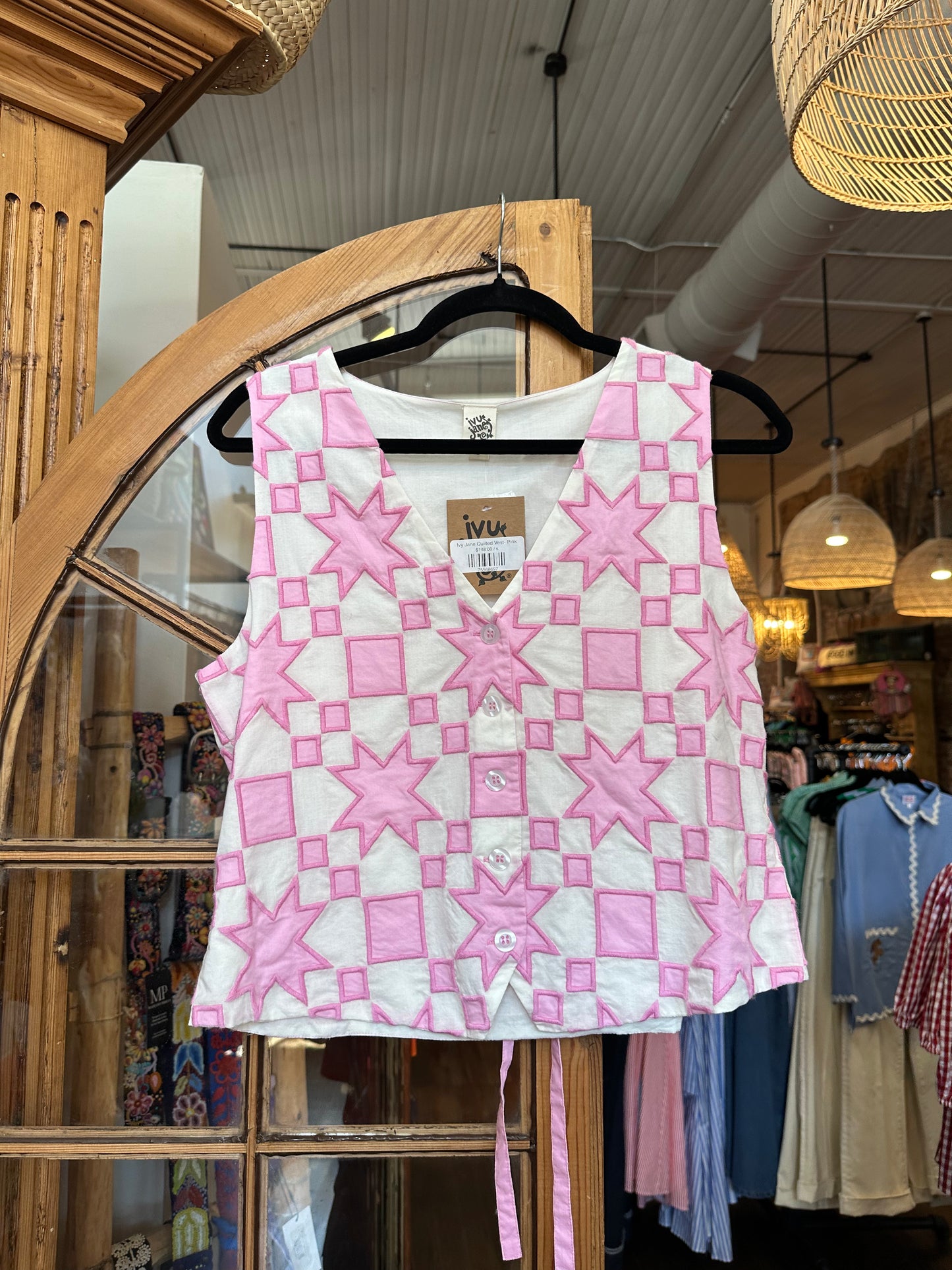 Ivy Jane Quilted Vest- Pink