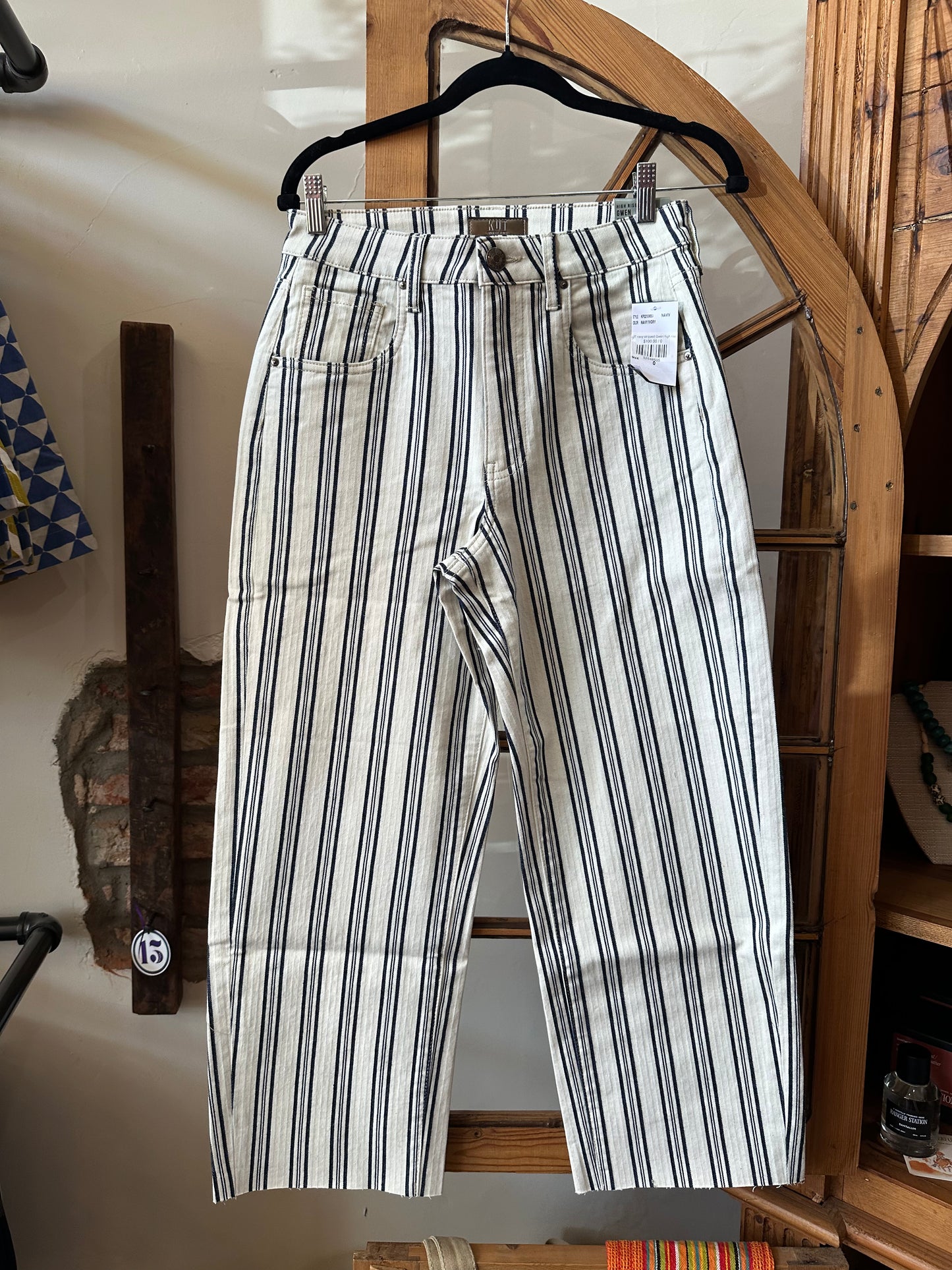 Kut from the Kloth navy striped Gwen high rise
