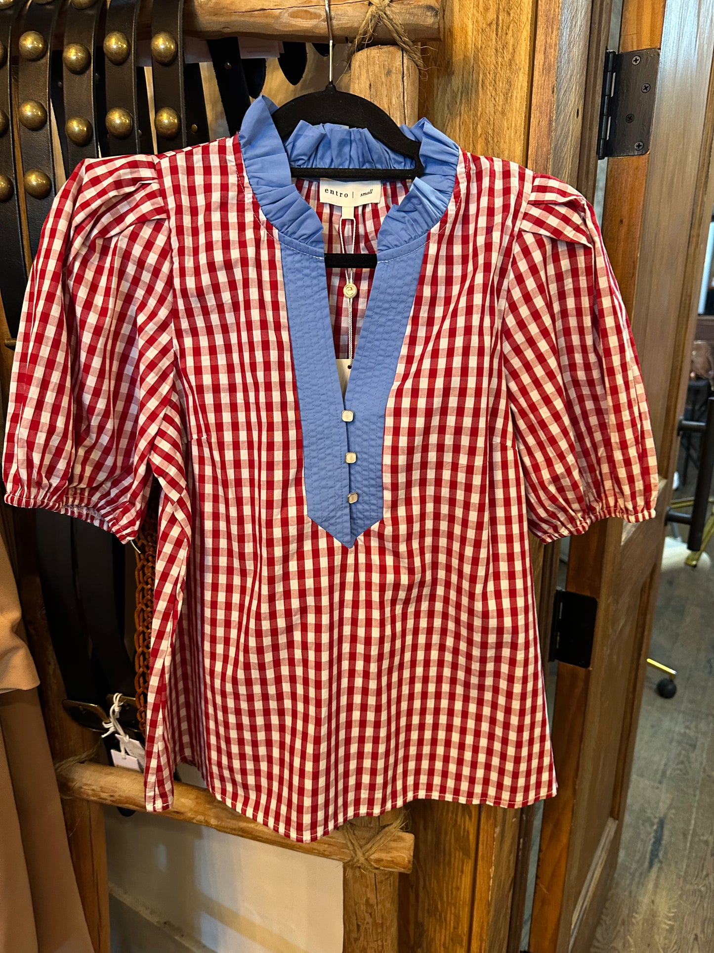 The red, white, and blue top