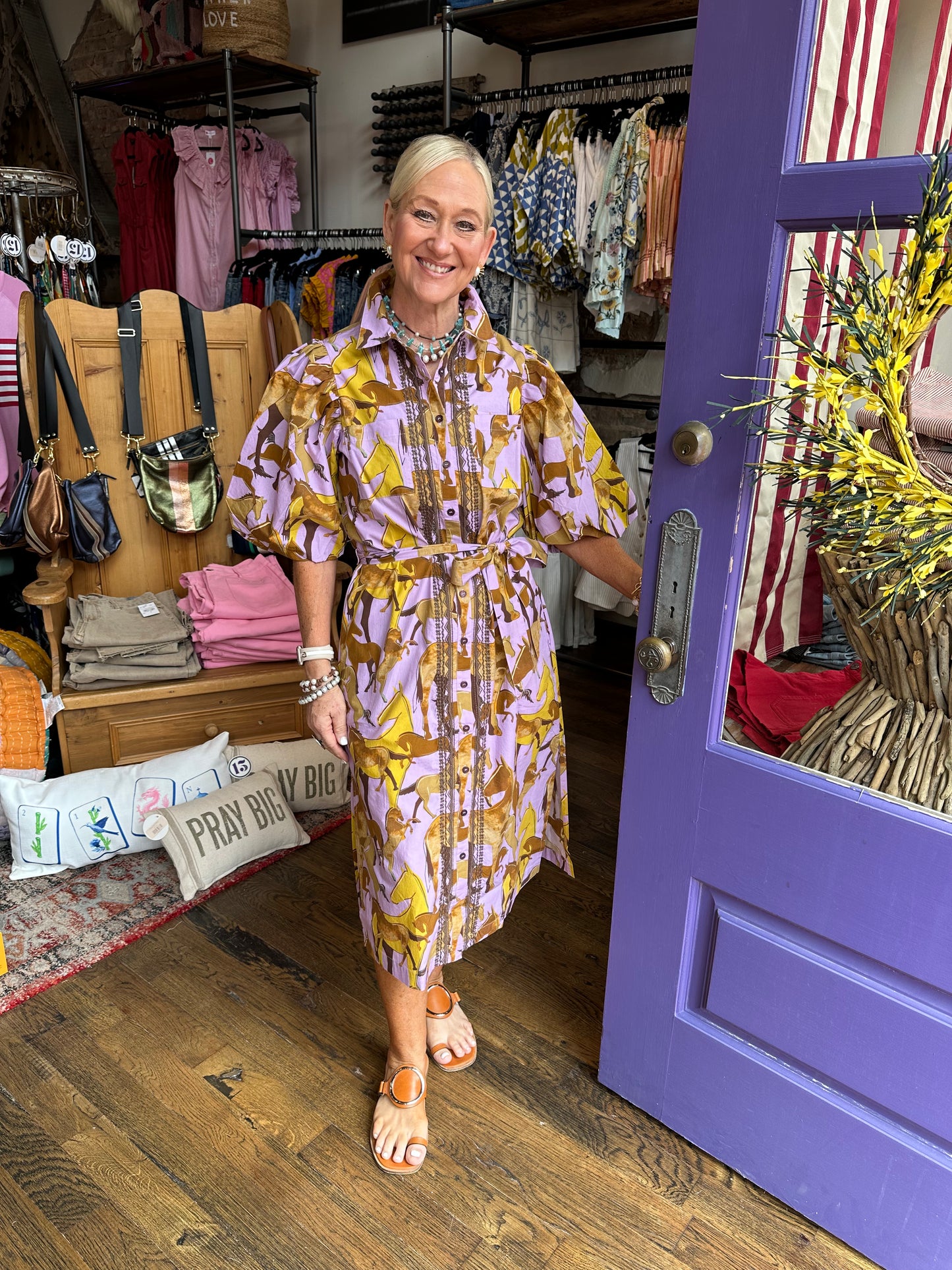 Uncle Frank Horse Print Shirt Dress
