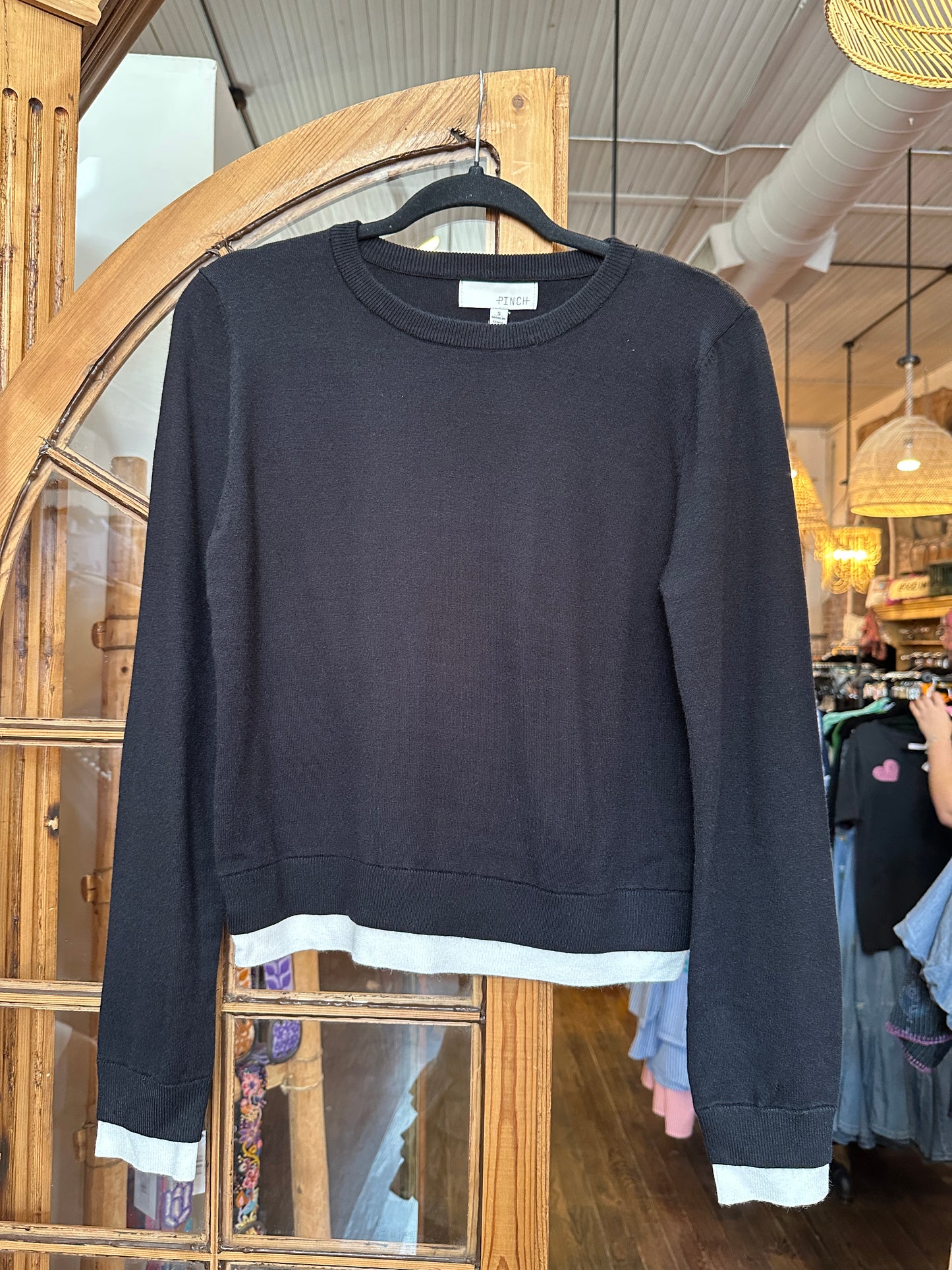 Pinch Double Layered Long sleeve Knit Top