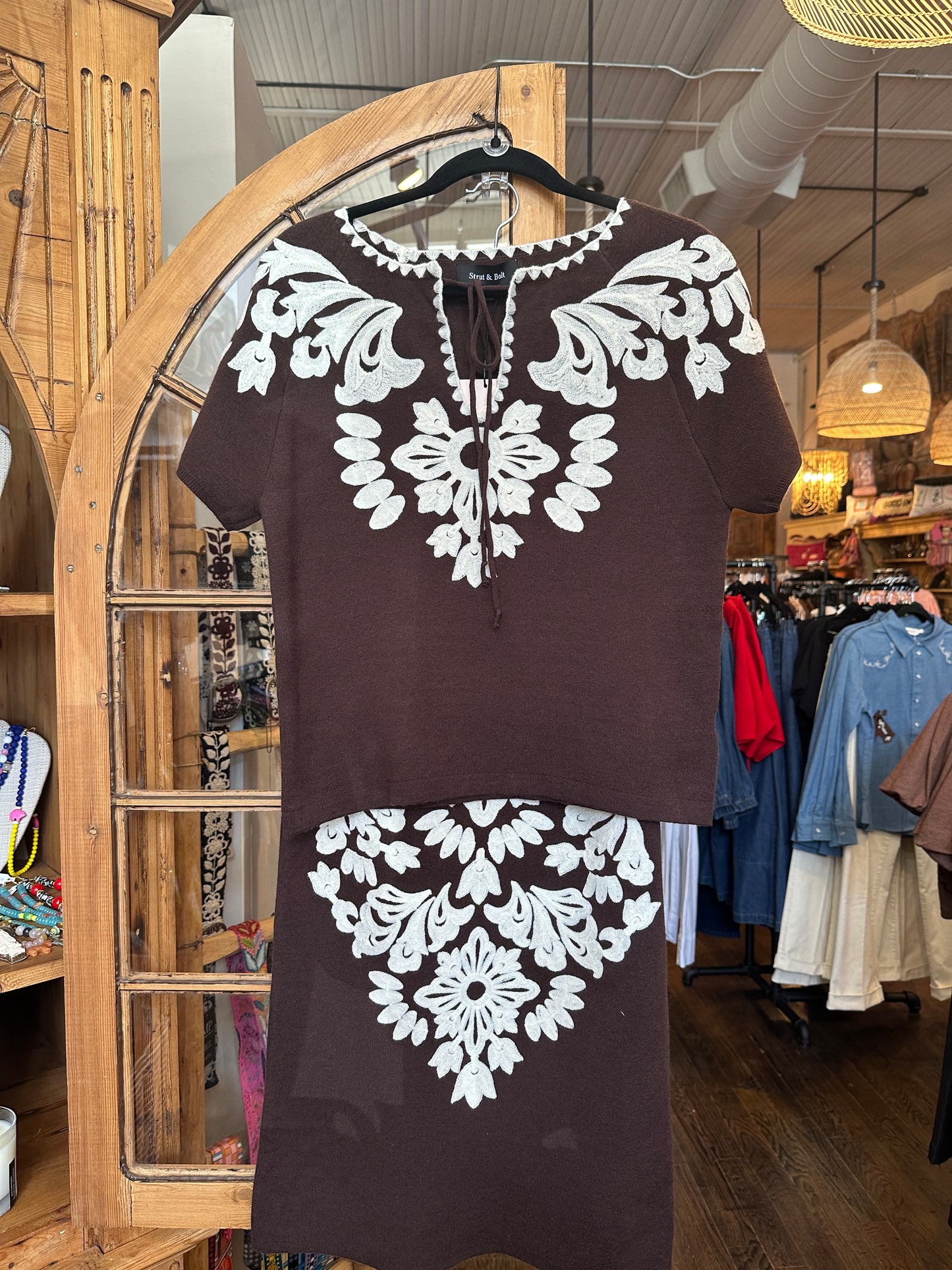 Strut & Bolt chocolate skirt set