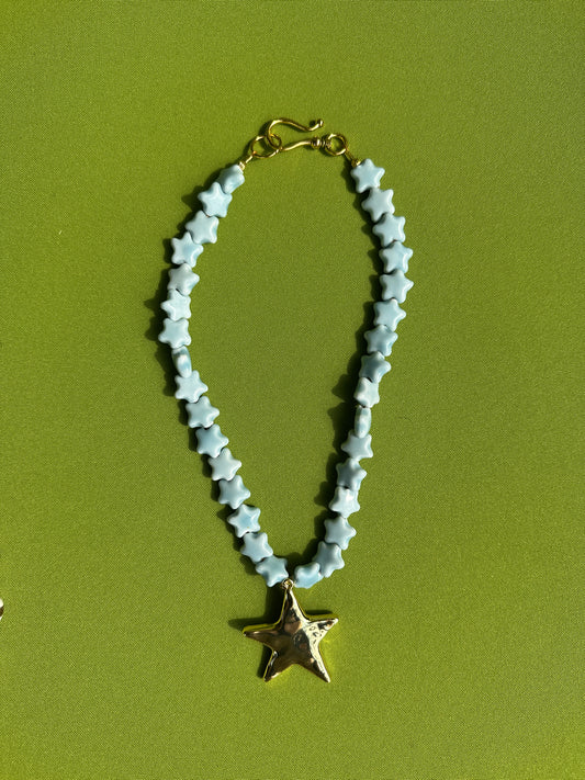 Baby blue star necklace