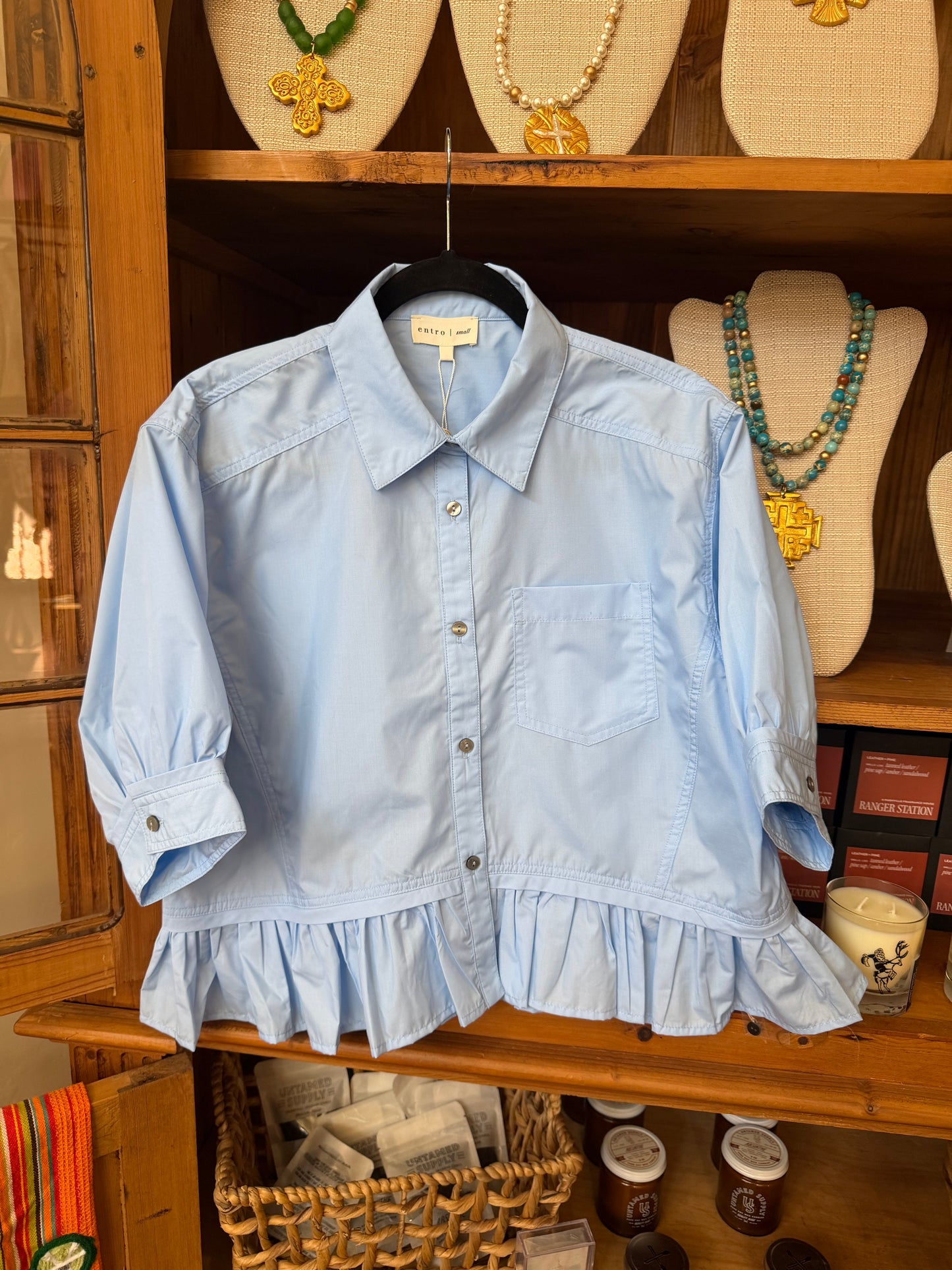 Pastel Swing Blouse- Chambray