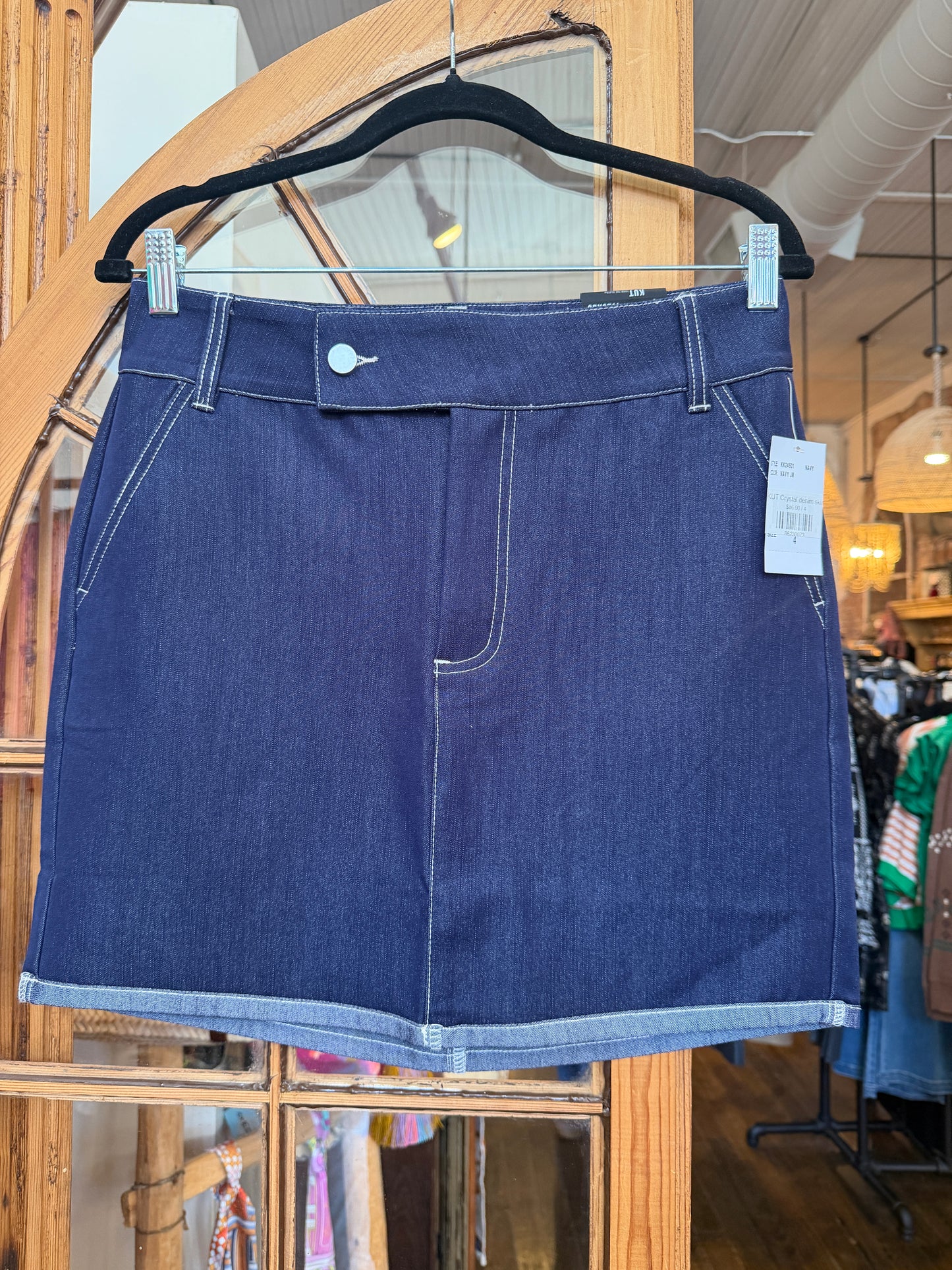 KUT from the Kloth Crystal denim skirt