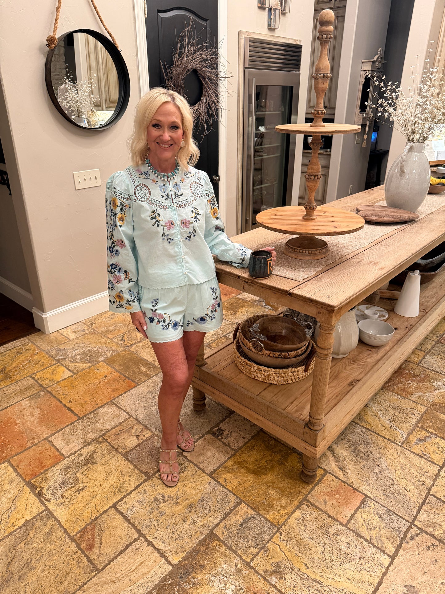 Sky Blue Embroidery Top