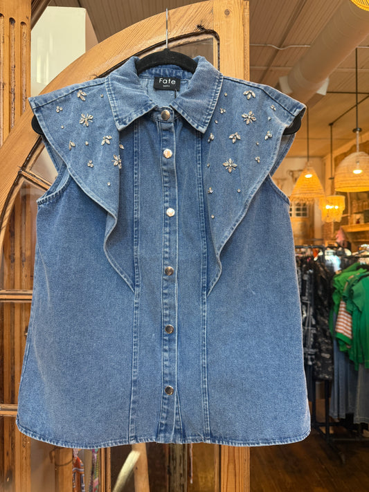 Crystal Denim Blouse