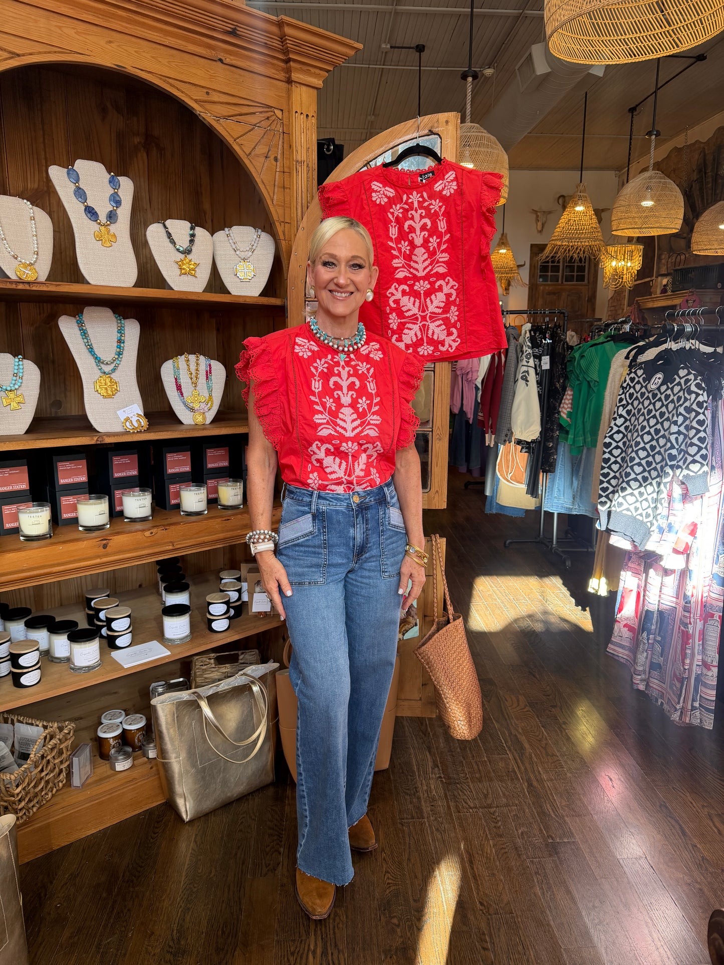 Tomato Embroidered Blouse