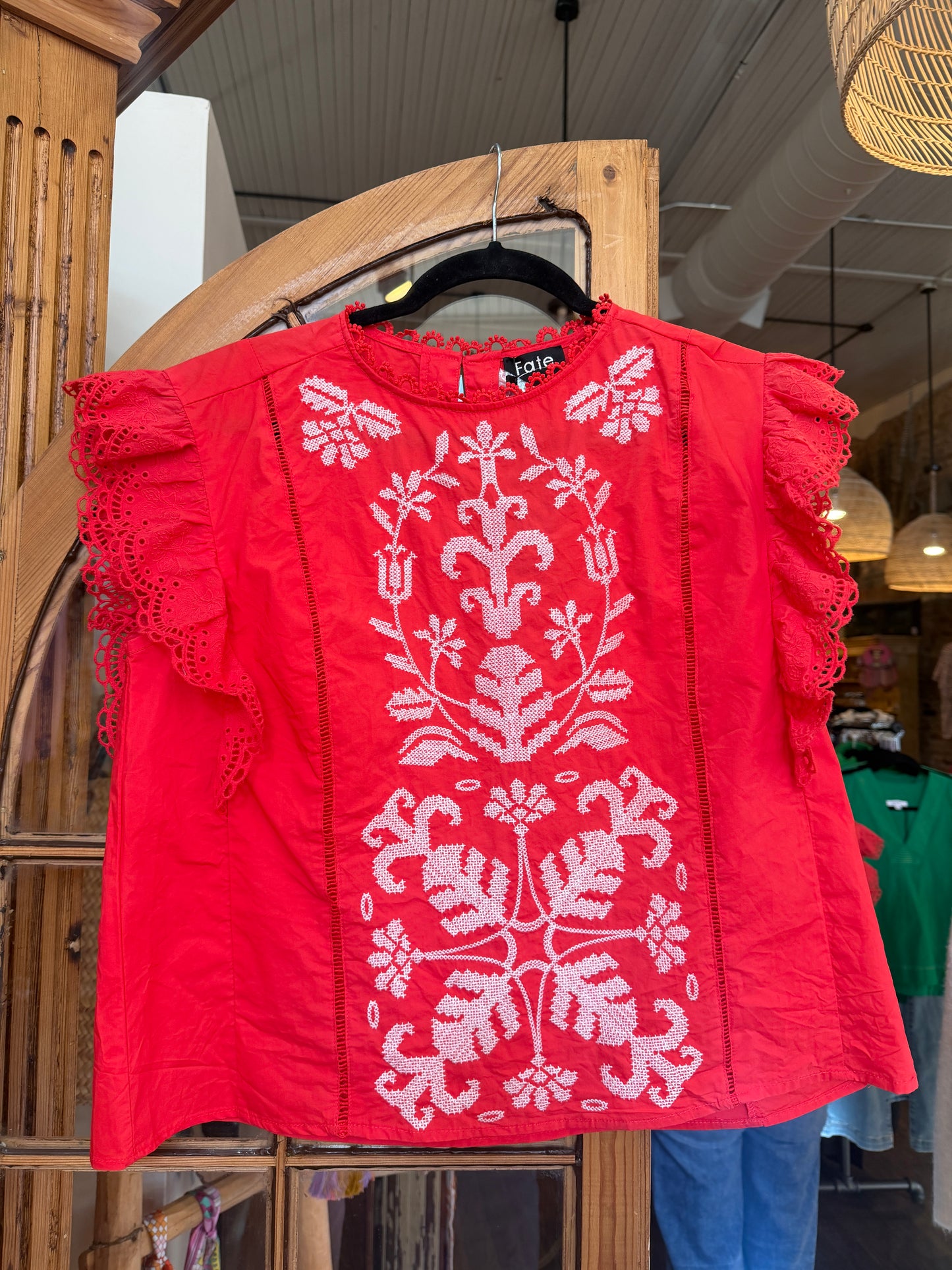 Tomato Embroidered Blouse