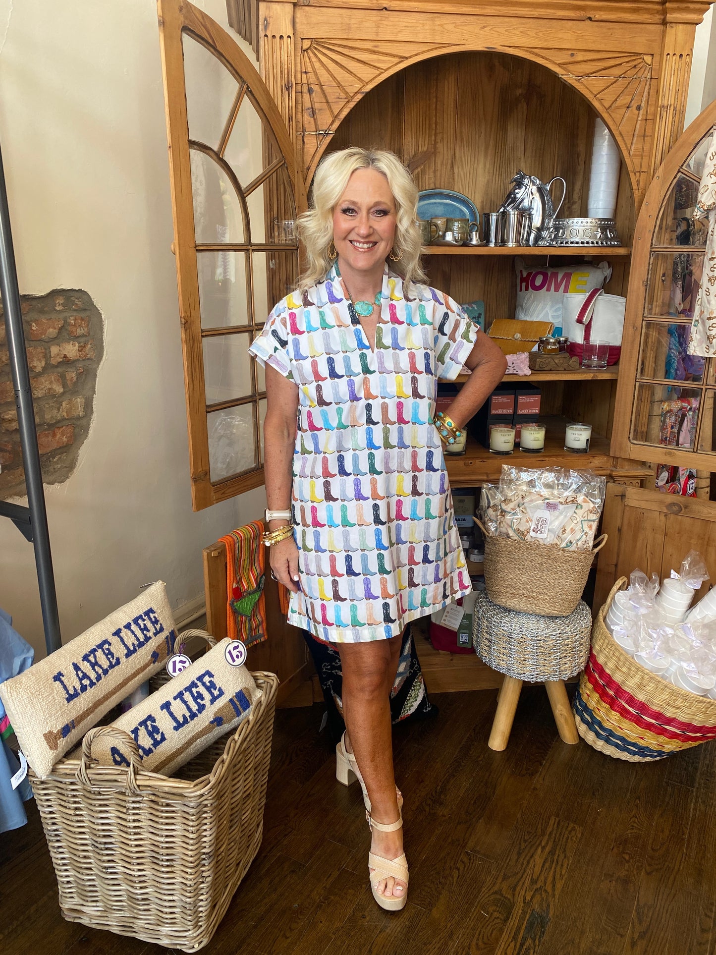 Brooke Wright Designs Nancy Dress- Rainbow Boots