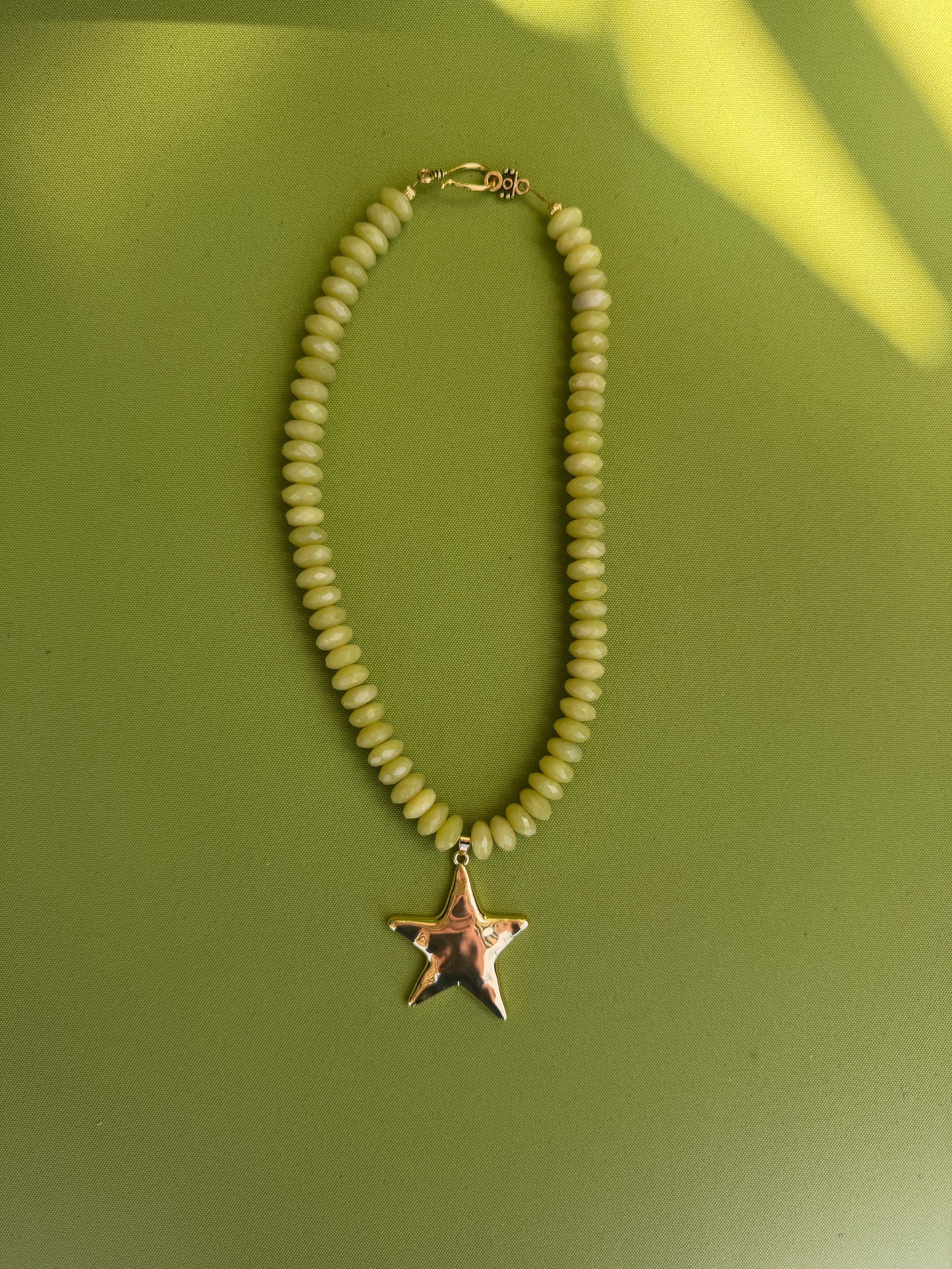 Lemon Jade Beaded necklace with gold star
