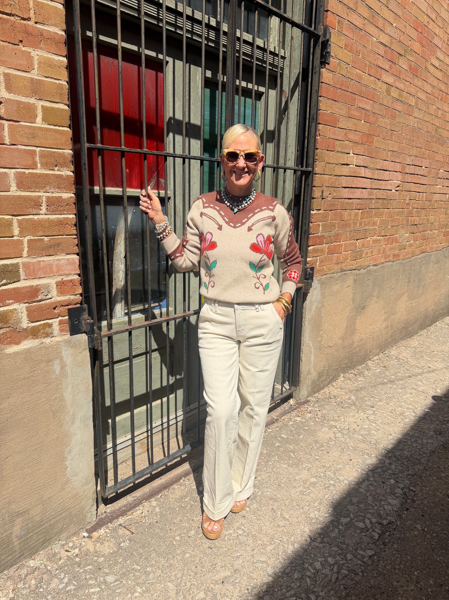 Thml Flower Print western sweater