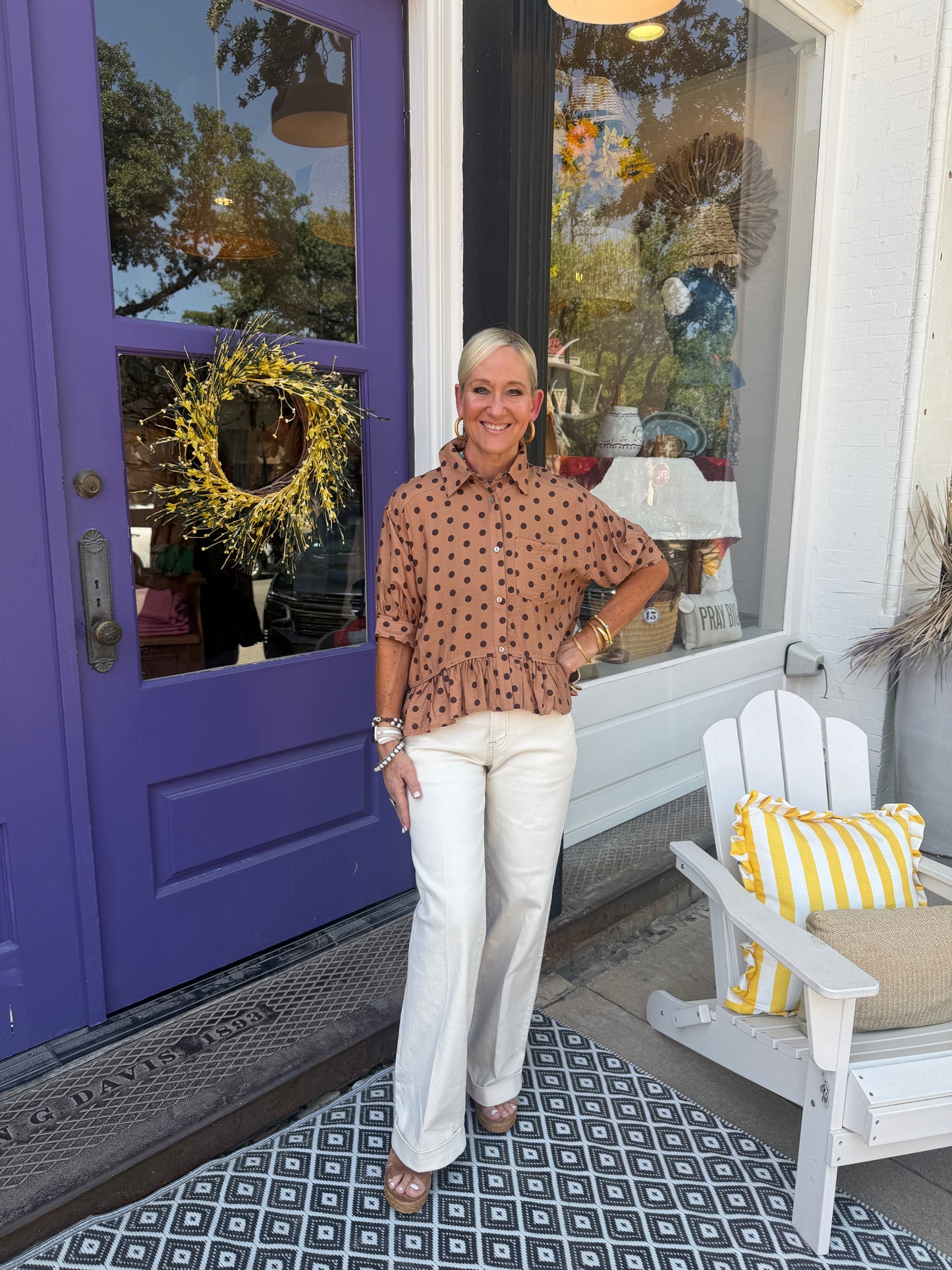 Caramel Dot Blouse
