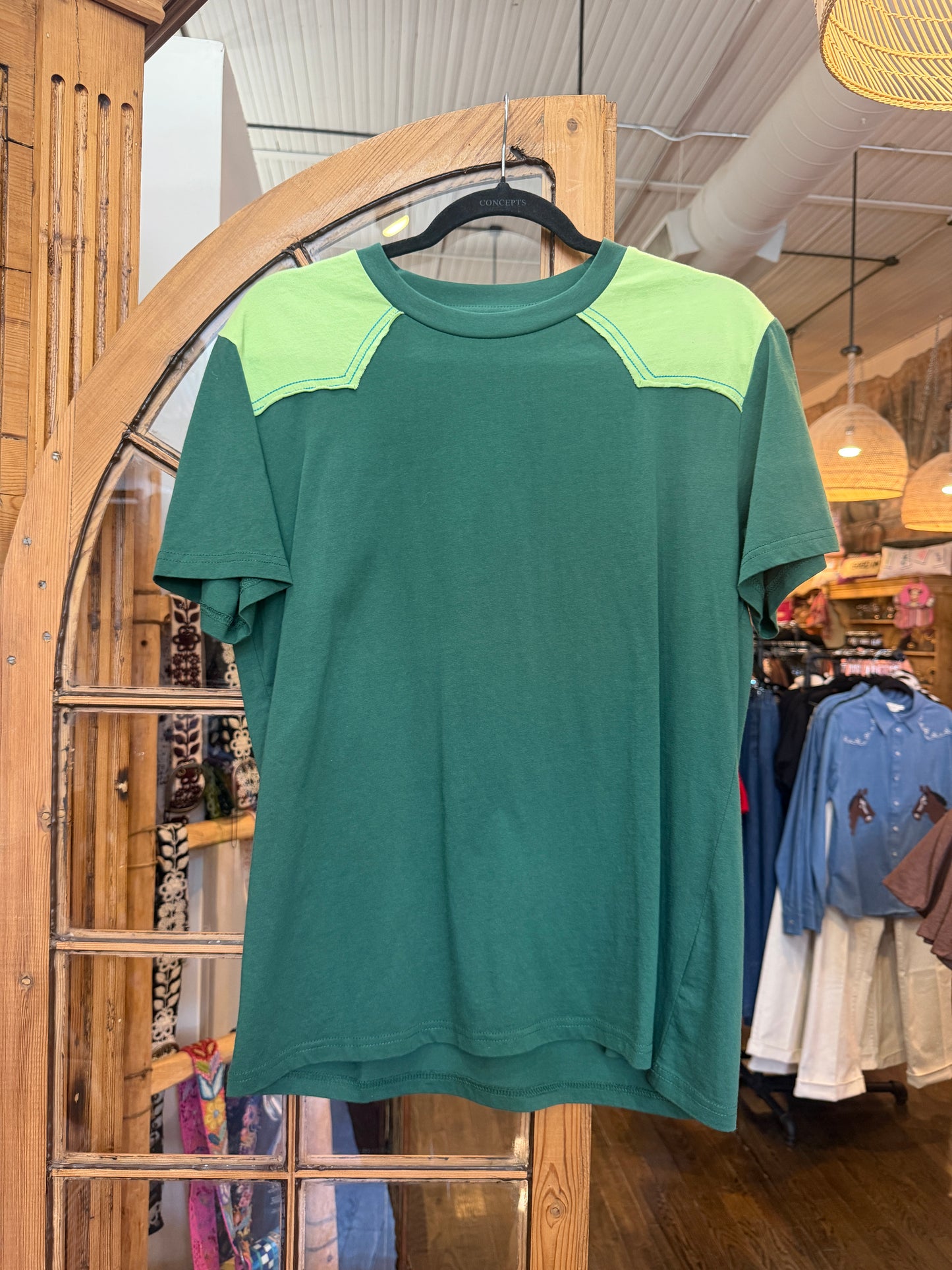 Two tone yolk green tee