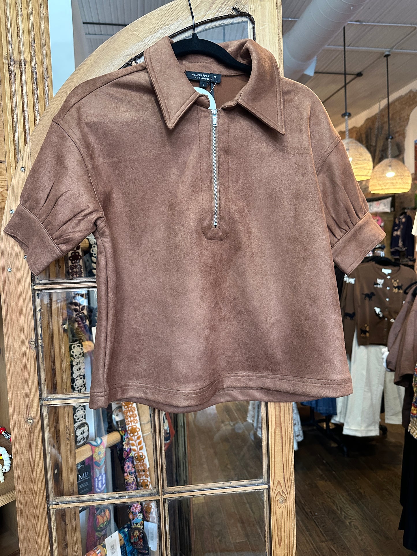Elvie Faux suede top camel
