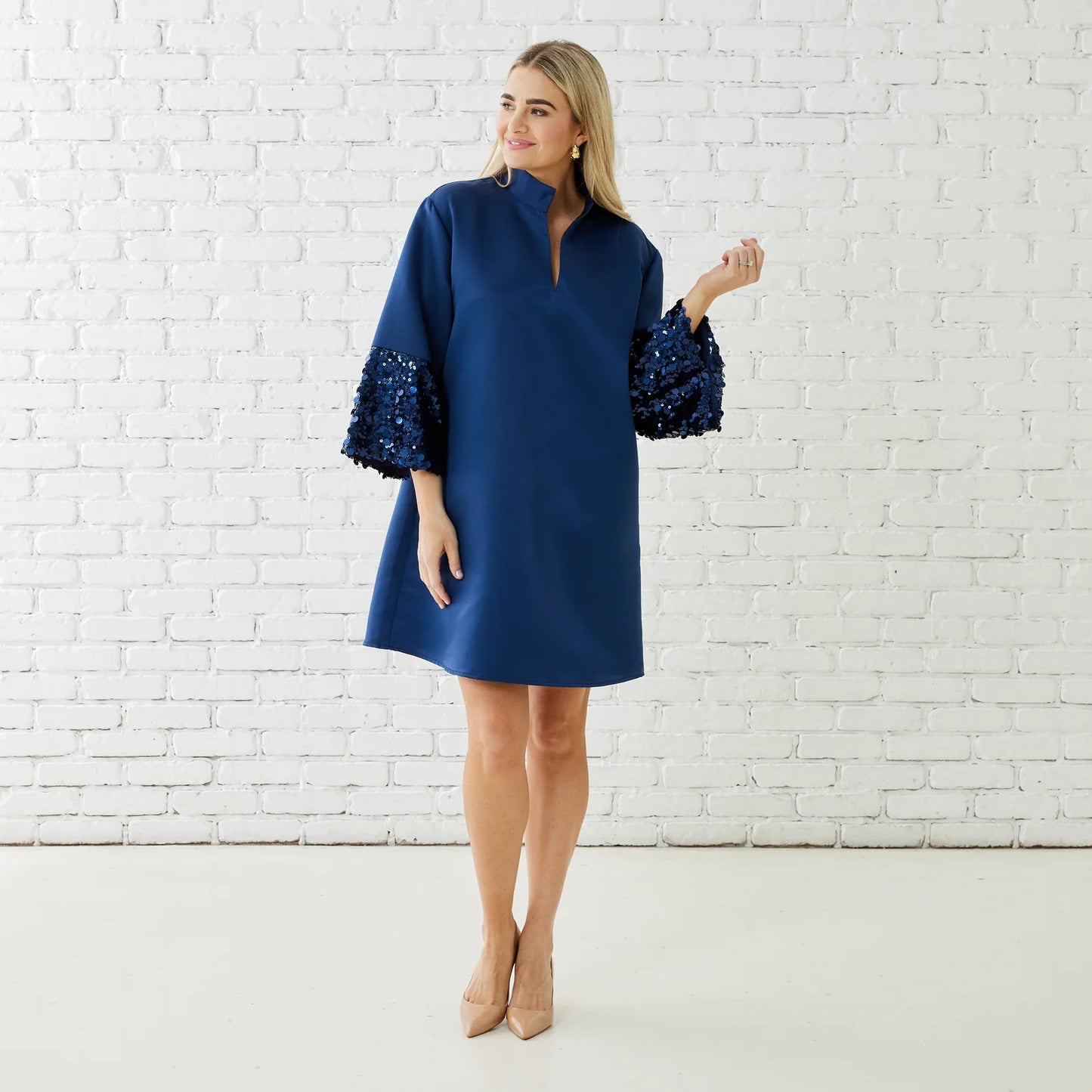 Caryn Lawn Keri Sparkles Dress- Navy