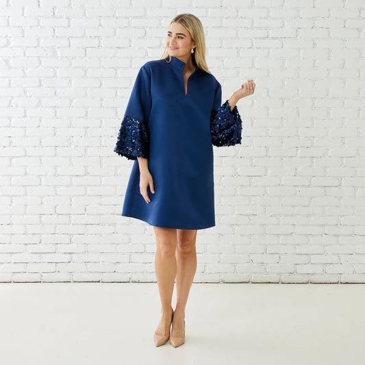 Caryn Lawn Keri Sparkles Dress- Navy