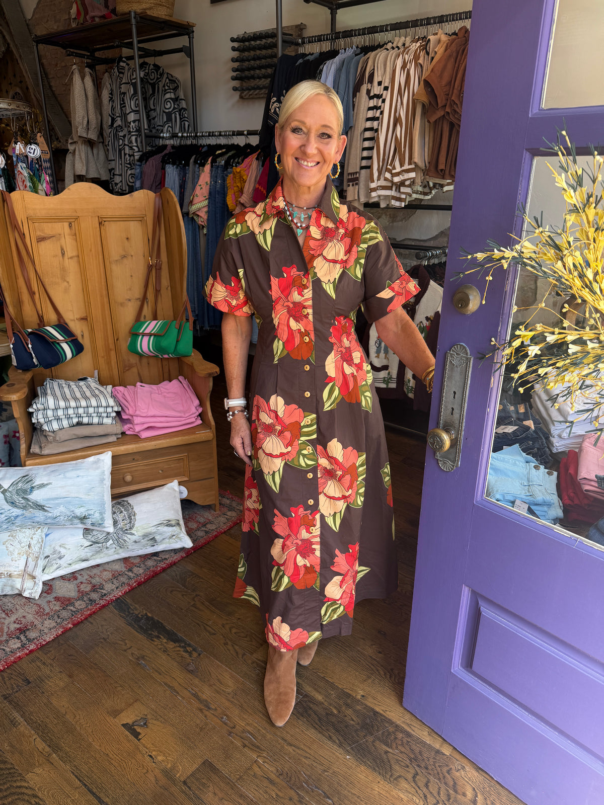 THML Flower dress with Cuff Sleeve