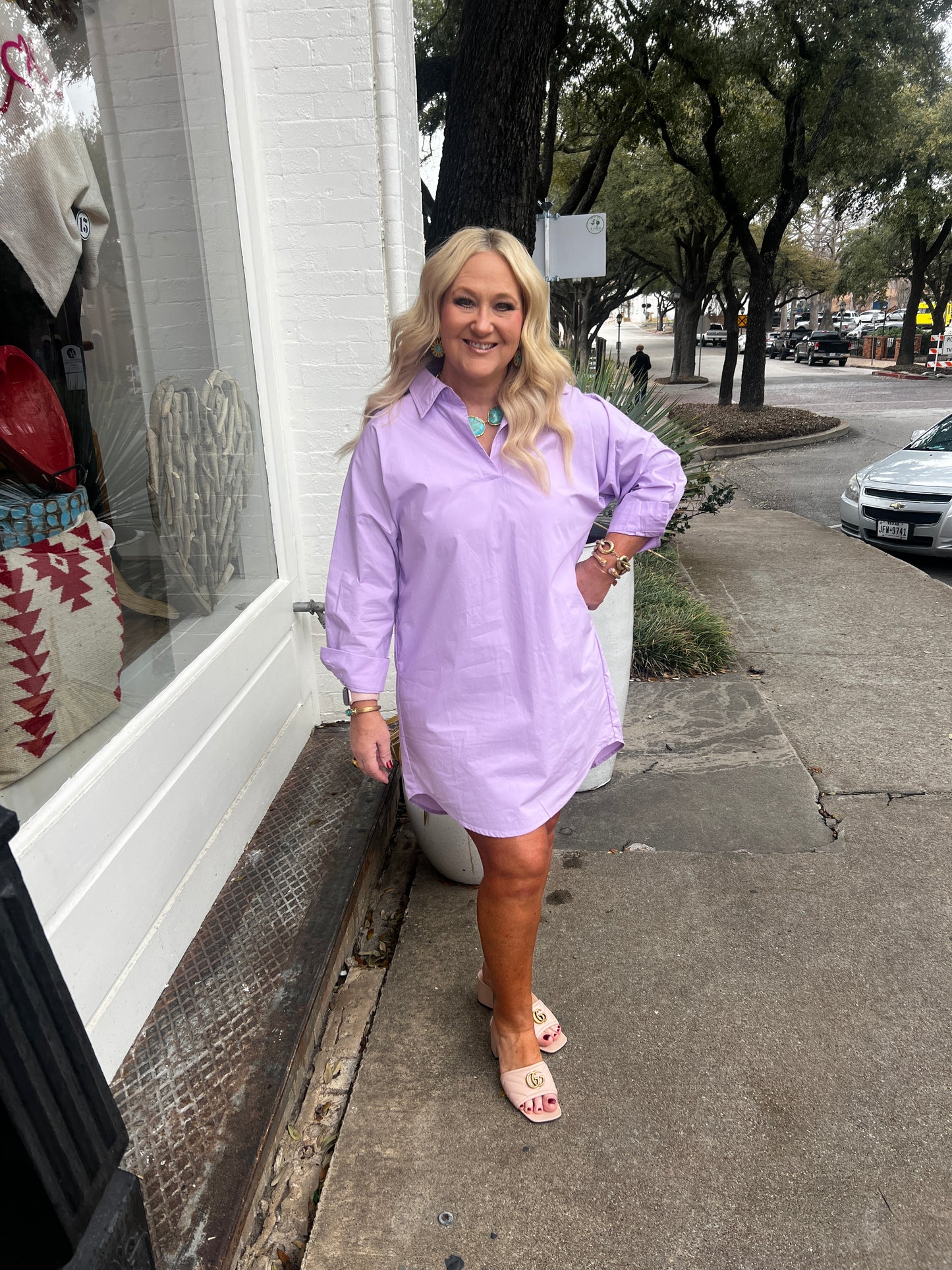 Caryn Lawn "Preppy" Dress Lavender with Blue Star